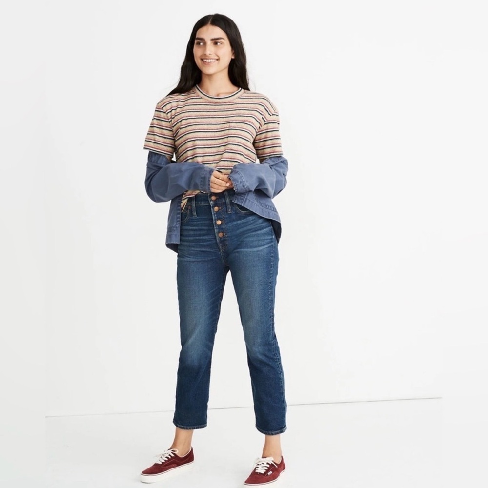 Madewell High-Rise Button-Fly the Perfect Vintage Crop Jeans - Blue  (B7)